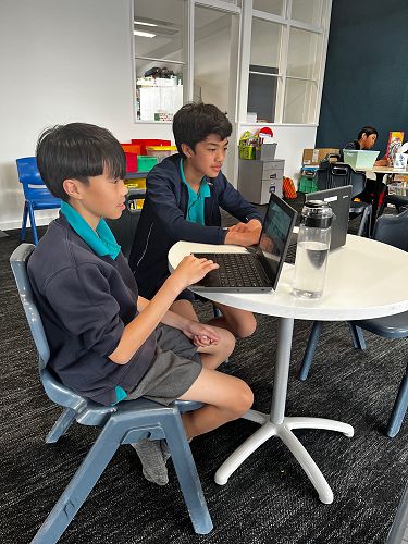 Jaecob and Justine studying hard!