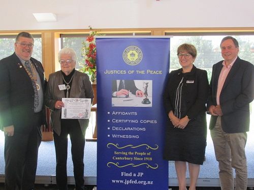 Beverley McCaw receiving her JP Retired Certificate