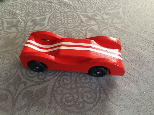 Jack from Room 1 decided to go with red and two white stripes after he sanded down the wood. Well done Jack! 