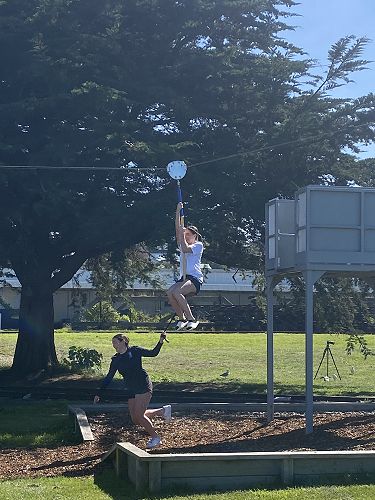 Alisha and Macey on the flying fox