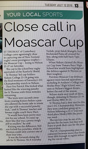 Rugby 1st XV Moascar Cup Challenge - STC vs Nelson