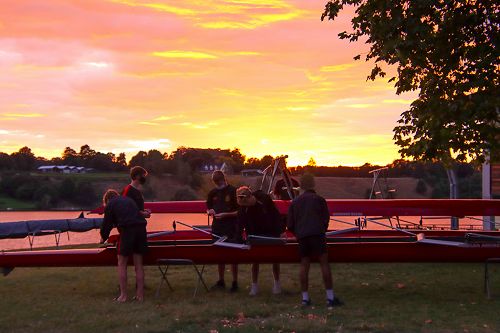 A 5.30am start at the lake under a beautiful sky. Boats need to be taken off the trailers and set up for a days racing.