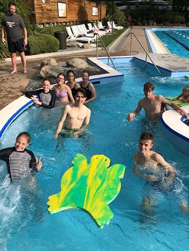 Playing tag in the lazy river