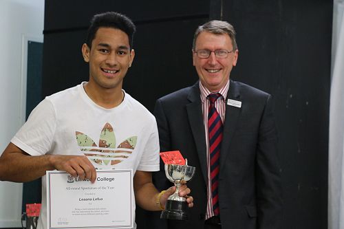 Leon Lefua and Mr Edmundson - Leon was awarded Sportsman of the Year