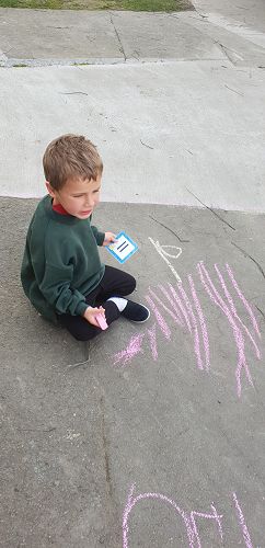 Chalk words and numbers