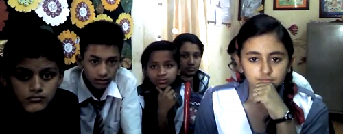 Students from India talking with Rosmini College students.