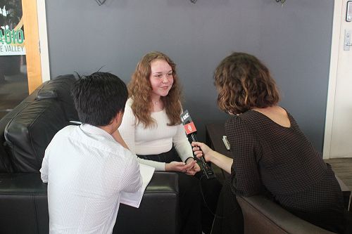 Nicole being interviewed by Radio NZ and The Dominion Post.