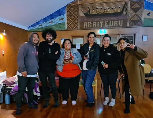 Staff from Toi Whakaari. National Māori Theatre Hui, Puketeraki Marae, 26-29 November 2020. Image 
