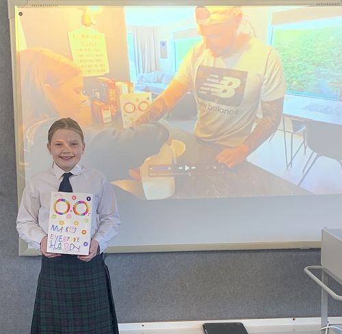 Harper presents her product to the class