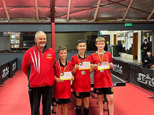 Our silver-medalists in the B Grade, from left:  Adam King (Year 9), Marcus Ridge (Year 9), and Jayden Forshaw (Year 9).