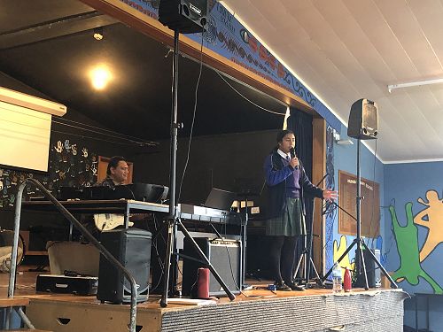 Zhane Crawford performing at Waipawa Primary School.