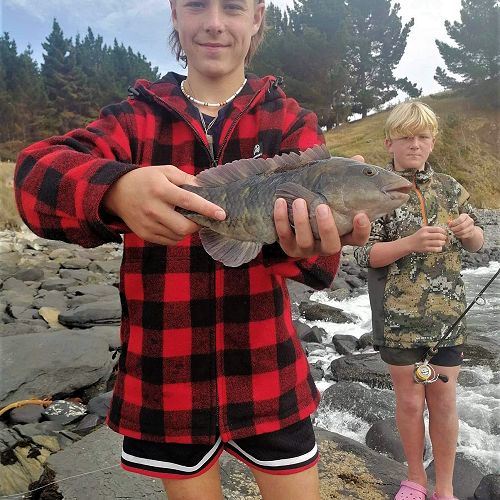 Lucas Russell-Reihana with his catch