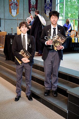 Seumas Eade (left) and Matthew Chanwai awarded the Janet Cole Cup