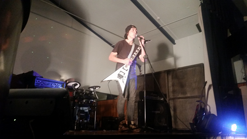 Dymond Moke introduced his band, Necrosis, comprising of Sean Hirst (drums), Jack Penman (lead guitar), with himself on rhythm guitar.










