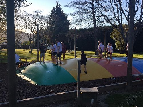 Team Motueka warming up before the running begins