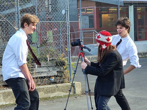 Media Studies students learning to use equipment