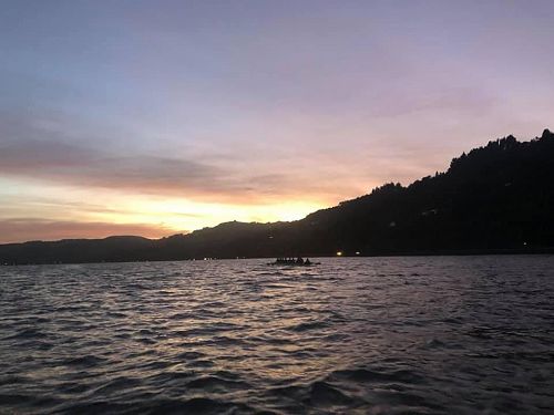 The eight training on the harbour.