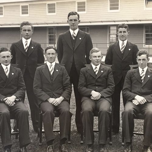 King's High School Prefects, 1940. Francis Noel Pringle in the front row, far right