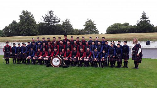 The combined Celtic Pipe Band in competition mode.