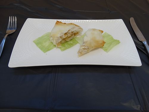 Apricot chicken filo parcels