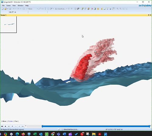 Geothermal venting activity Tonga's Hunga Caldera (post eruption) captured with WASSP F3XL and analyzed via ECHOVIEW