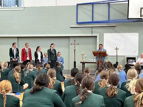 Each school recites the oath of competition