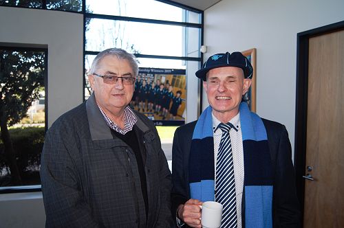 Wall of Fame inductee Professor Peter Adams with his former King's High School Teacher Bryan Frost