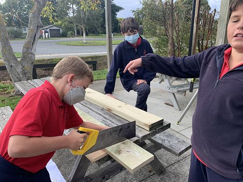 Isaac telling me that Albie is doing a great job while Beau supervises. 