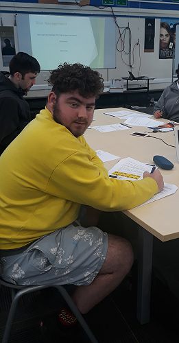 Zak Bourke taking part in the 2 day Health and Safety course offered at school.  Enjoying the opportunity.