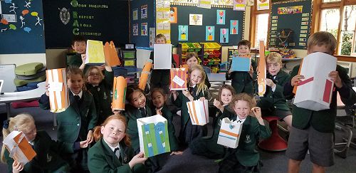 Room 2's completed popcorn boxes.