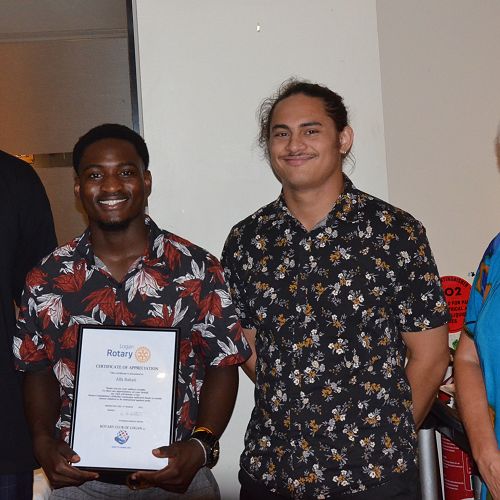 L-R, RYTS
Committee member Rhett Comber, Alfa Bahati, RYTS Committee member Josiah
Thompson and President Kathryn Hester, at the Club meeting on 8 March 2022
