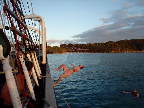 Ryan Spirit of Adenture - jumping off the ship doing backflip