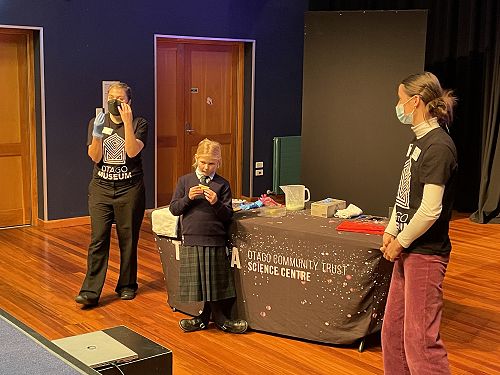 Michaela volunteering for the 'taste' experiment.