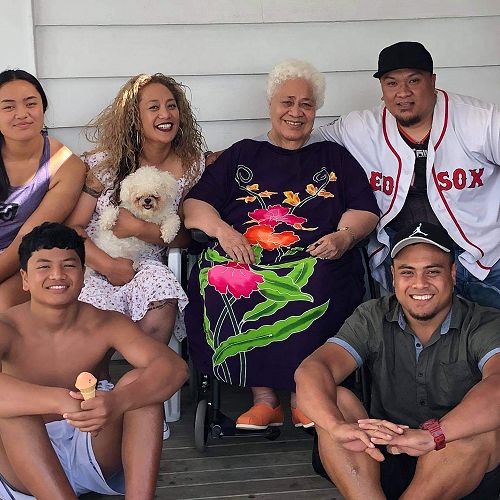 Rosalina Toilolo with her family. 