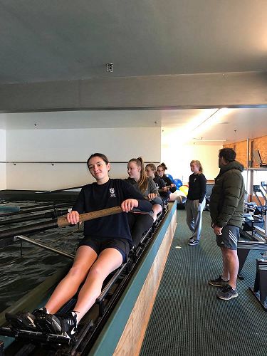 In the rowing tank at Otago University Rowing