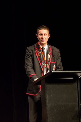 Isaac Schimanski presenting his Head Boy's address
