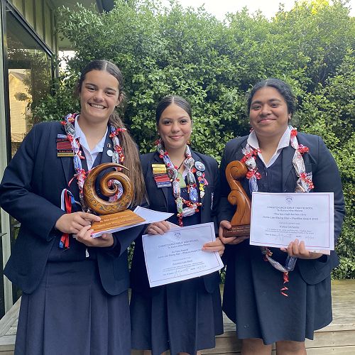 (L to R) Stella Crossan, Aromea Lee-Reiri, Kelesi Vehekite