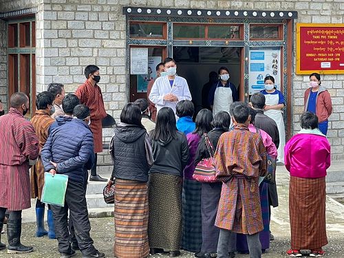 Dr Sonam taking to patients at the clinic 