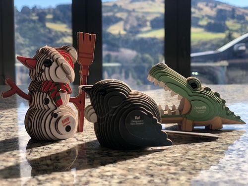 Wooden creatures made by Carson