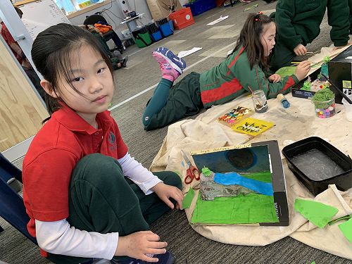 Ivy's diorama in the making.