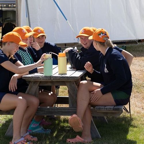 Relaxing outside the tent