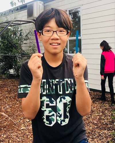 Sihyun finds two prize winning popsicle sticks at the Easter Treasure Hunt run by the Pupil Council