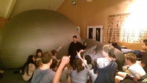 Pikitia: Blast from the past - Kavanagh College science kaiako, Matua Amadeo Enriquez, in his element at the recent Puaka-Matariki noho marae at Āraiteuru marae. Our tauira went inside the inflatable star dome to see the morning sky (June 2016).