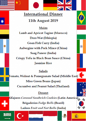 International Formal Dinner Menu