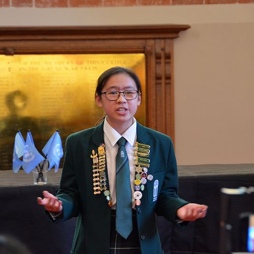 E Wen Wong 12WTAW delivers her speech at Victoria University.