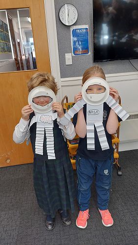 Valerie and Harper sharing their astronaut