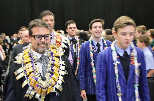 Principal - Steve Hart and leaders entering prize-giving