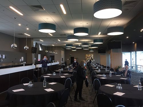 Gathering in the Forsyth Barr stadium venue