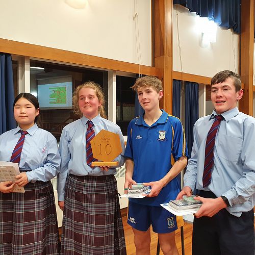 Sieun Park, Annie Henderson, Carter West and Findlay Grant the winning Yr10 team in the Aoraki Mathematics Competition 2021