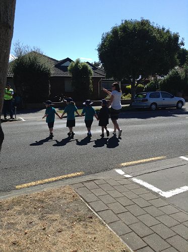 Room 3 crossing the road.